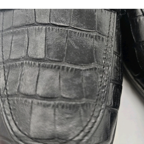 Aqua Womens Gina Loafer Mules Leather Croc Print Slip On Round Toe Black 6M - Picture 8 of 10